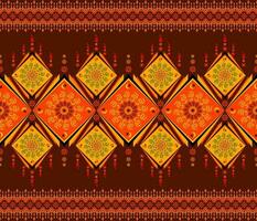 Emblem ethnic folk geometric seamless pattern in red and orange vector