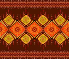 Emblem ethnic folk geometric seamless pattern in red and orange vector