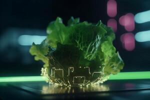 Cultivating Fresh Greens Growing Lettuce Under Artificial UV Light photo