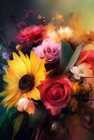 Bursting with Color A Bold Painting of a Vibrant Flower Bouquet photo