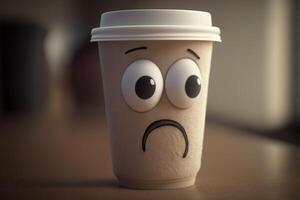 Illustration of a sad coffee mug photo