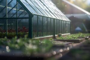 Serene Oasis A Gorgeous Greenhouse Bursting with Life and Sunlight photo