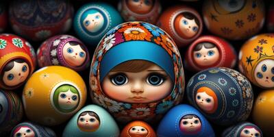 Vibrant Matryoshkas, Traditional Russian Nesting Dolls photo