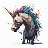 grunge unicornio un acuarela ilustración de un punk rock unicornio ai generado foto