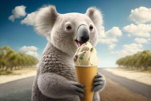 Koala is a scoop of ice cream in summer content photo