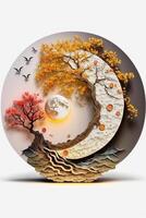 Chinese Moon Festival Decoration on White Background photo