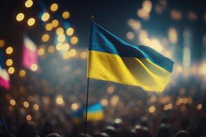 Ukrainian Flag Waves Amidst Protests A Symbol of Freedom photo