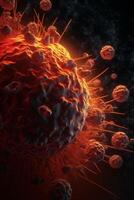 Exploring the Intricacies of Cellular Life A Mesmerizing 3D Illustration Showcasing the Microscopic World of Cancer Cells photo