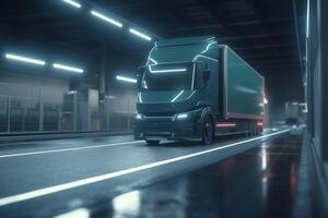 Intelligent Trucking The Future of Road Transport Through AI Control AI generated photo