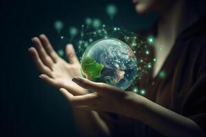 Green Energy Holding the World in Your Hands photo