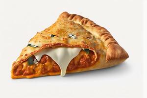 Delicious Italian Calzone Pizza isolated on white background photo