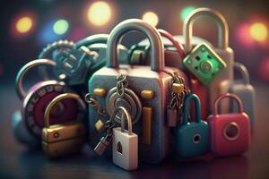 Intertwined Security Locks in Abstract 3D Rendering photo