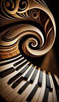 musical vórtice un resumen composición de piano llaves representando sonido olas ai generado foto