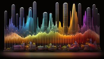 Vibrant Spectrum on Dark Canvas An Abstract Composition of Colorful Frequencies photo