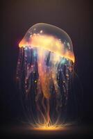 Glowing Deep-Sea Jellyfish A Radiant Beauty in the Darkness photo