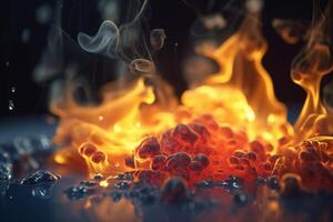 Vibrant 3D Illustration Depicting the Chemical Process of Combustion in Action photo