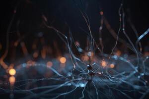 iluminado neuronal conexiones explorador un red de neuronas mediante un microscopio ai generado foto