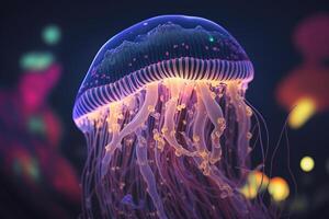 Glowing Deep-Sea Jellyfish A Radiant Beauty in the Darkness photo