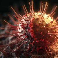 Exploring the Intricacies of Cellular Life A Mesmerizing 3D Illustration Showcasing the Microscopic World of Cancer Cells photo