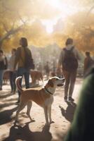 A Sunny Day Stroll in the Park with Man's Best Friend photo