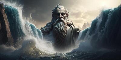Moisés de despedida el rojo mar un dramático ilustración de el bíblico historia ai generado foto