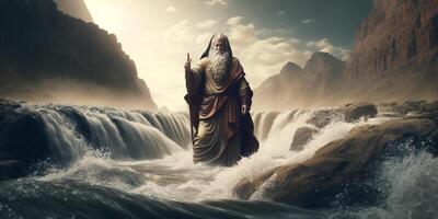 Moses Parting the Red Sea A Dramatic Illustration of the Biblical Story photo