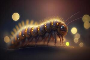 Hyperrealistic Illustration of a Caterpillar, Enlarged Close-up photo