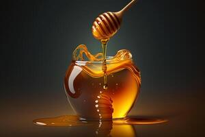 Illustration honey dipper with dripping honey closeup beekeeper photo