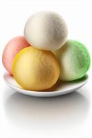 Vibrant Yuanxiao Rice Balls Against White Background photo