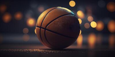 de cerca de baloncesto con bokeh antecedentes - Deportes fotografía ai generado foto