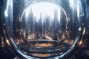 Shining City A Futuristic Metropolis of Metal, Glass and Steel photo