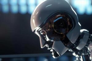 AI-Powered Science A Futuristic Illustration of High-Tech Laboratories and Robotics photo