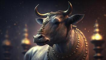 Nandi The Divine Bull and Steadfast Companion of Lord Shiva AI generated photo