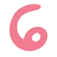 Number six with pink png