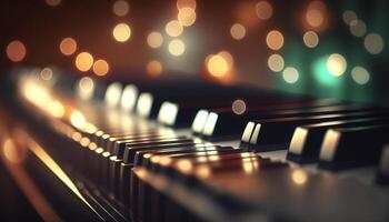 Bokeh Lights and Blurry Colors on Close-up Piano Keys photo