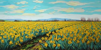 Fields of Gold A Spatula-Painted Display of Vibrant Yellow Narcissi photo