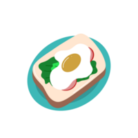 un pan con frito huevos y vegetales png