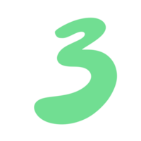 Number three with light green png