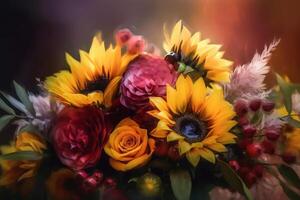 Bursting with Color A Bold Painting of a Vibrant Flower Bouquet photo