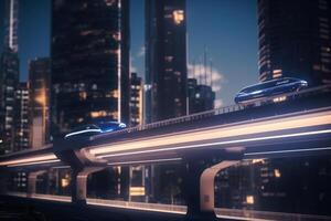 The Future City of Magnetic Levitation High-Tech and Eco-Friendly Transportation photo