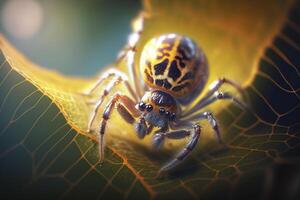 Magnified Close-Up of a Realistic Illustration of a Garden Spider photo