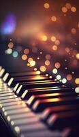 Bokeh Lights and Blurry Colors on Close-up Piano Keys photo