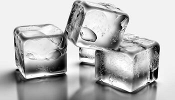 Crystal Clear Ice Cubes Close-up Isolated on White Background photo