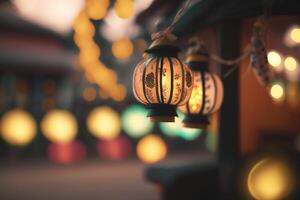 Honoring Ancestors Celebrating Japan's Obon Festival with Lanterns and Dance photo