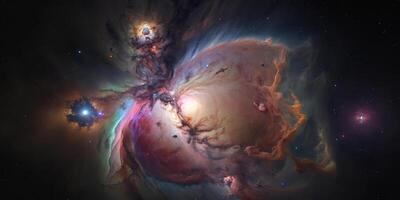 Spectacular view of the Orion Nebula in vivid colors and intricate details photo