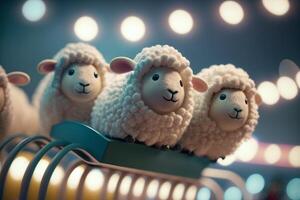 Hilarious Flock of Sheep Riding a Rollercoaster and Having Fun photo