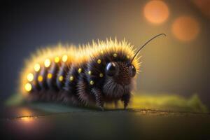 Hyperrealistic Illustration of a Caterpillar, Enlarged Close-up photo