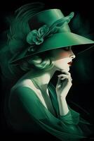 The Art Deco Lady in Green A Portrait of a Cool Blonde Beauty from the 1920s photo