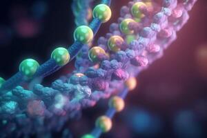 Abstract 3D Illustration of Protein Biosynthesis Process in Microscopic Scale with Vibrant Colors photo