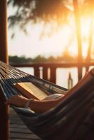 Relaxing in the Hammock Person Reading a Book photo